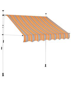 Copertină retractabilă manual, dungi galben și albastru, 150 cm