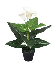 Floare de cală crin artificială cu ghiveci, 45 cm, alb