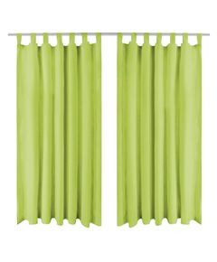 Draperii micro-satin cu bride, 2 buc, verde, 140 x 225 cm