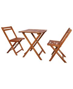 Set mobilier bistro pliabil, 3 piese, lemn masiv de acacia