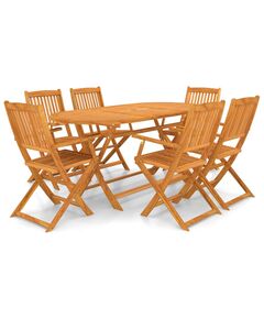 Set mobilier de exterior pliabil, 7 piese, lemn masiv de acacia