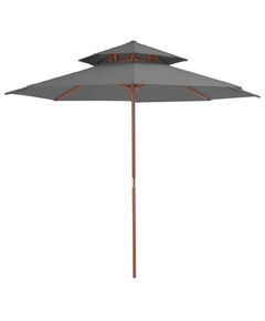 Umbrelă de soare dublă, stâlp din lemn, 270 cm, antracit