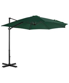 Umbrelă suspendată cu stâlp din aluminiu, verde, 300 cm