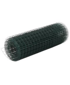 Plasă de sârmă găini, verde, 25 x 0,5 m, oțel cu înveliș pvc