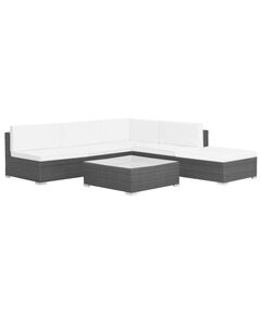 Set mobilier de grădină cu perne, 6 piese, negru, poliratan