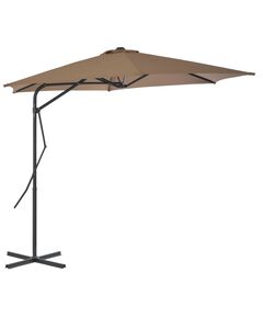 Umbrelă de soare de exterior, stâlp din oțel, gri taupe, 300 cm