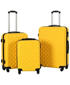 Set valiză carcasă rigidă, 3 buc., galben, abs