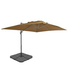 Umbrelă de exterior cu bază portabilă, gri taupe