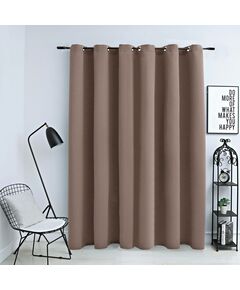 Draperie opacă cu inele metalice, gri taupe, 290 x 245 cm