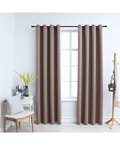 Draperii opace cu inele metalice, 2 buc., gri taupe, 140x225 cm