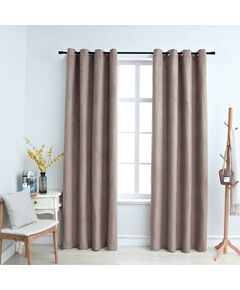 Draperii opace cu inele metalice, 2 buc., gri taupe, 140x225 cm