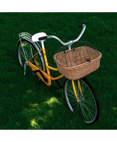 Coș frontal bicicletă cu capac, 50x45x35 cm, salcie naturală