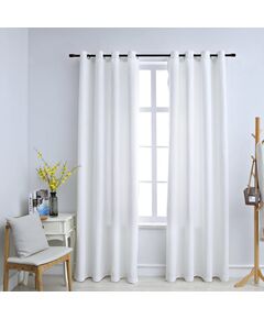 Draperii opace cu inele metalice, 2 buc., alb, 140 x 175 cm