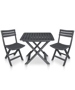 Set mobilier de bistro pliabil, 3 piese, antracit, plastic