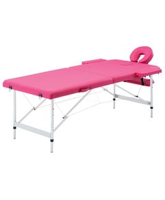 Masă de masaj pliabilă, 2 zone, roz, aluminiu