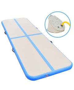 Saltea gimnastică gonflabilă cu pompă albastru 600x100x10cm pvc