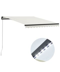 Copertină retractabilă manual cu led, crem, 300 x 250 cm