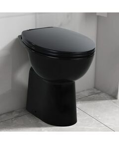 Vas wc fără ramă închidere silențioasă, + 7 cm, negru, ceramică