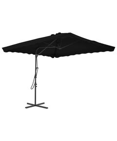 Umbrelă de exterior cu stâlp din oțel, negru, 250x250x230 cm