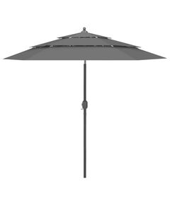 Umbrelă de soare 3 niveluri, stâlp de aluminiu, antracit, 2,5 m