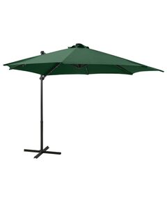 Umbrelă suspendată cu stâlp și led-uri, verde, 300 cm