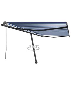 Copertină autonomă retractabilă automat albastru&alb 450x300 cm