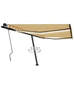 Copertină retractabilă manual cu led, galben și alb, 450x350 cm