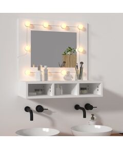 Dulap cu oglindă și led, alb, 60x31,5x62 cm