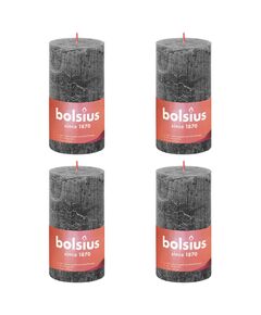 Bolsius lumânări bloc rustice shine, 4 buc., gri întunecat, 130x68 mm