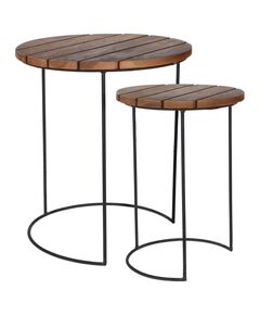 442180 h&s collection 2 piece side table set teak brown