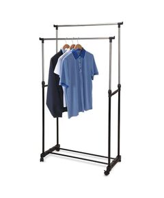 Storage solutions suport umerașe duble reglabil roți 80x42x(90-160) cm