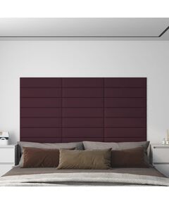 Panouri de perete, 12 buc., violet, 60x15 cm, textil, 1,08 m²
