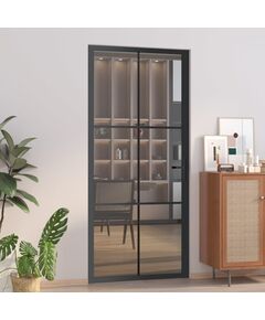 Ușă de interior, 93x201,5 cm, negru, sticlă esg și aluminiu