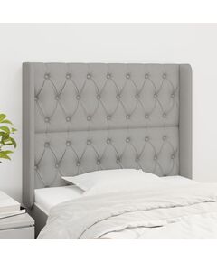 Tăblie de pat cu aripioare gri deschis 93x16x118/128 cm textil
