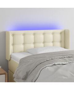 Tăblie de pat cu led, crem, 103x16x78/88 cm, piele ecologică