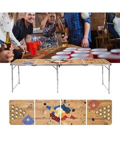 Hi masă beer pong pliabilă, 240x60x55 cm, mdf și aluminiu
