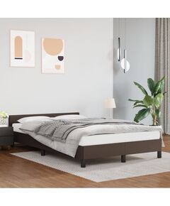 Cadru de pat cu tăblie, maro, 120x200 cm, piele ecologică