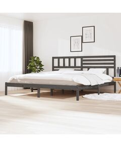 Cadru de pat super king 6ft, gri, 180x200 cm, lemn masiv de pin