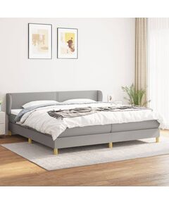 Pat box spring cu saltea, gri deschis, 200x200 cm, textil