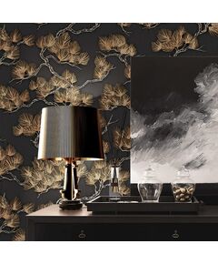 Dutch wallcoverings tapet, negru și auriu, model pin