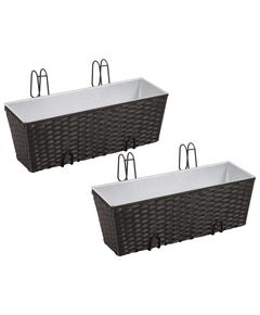 Jardinieră din ratan pentru balcon, 50 cm, 2 buc, negru