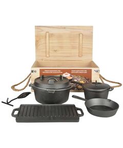 Esschert design set de gătit pentru camping, 7 piese, negru, ff240