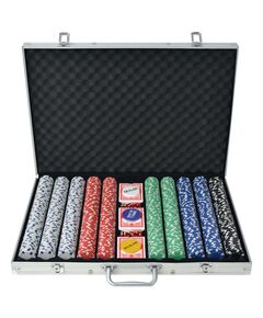 Set de poker cu 1000 de jetoane din aluminiu