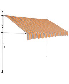 Copertină retractabilă manual, dungi galben și albastru, 300 cm