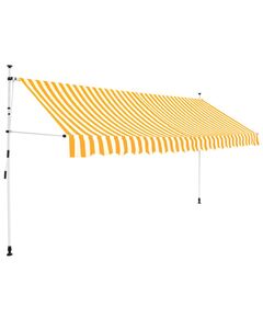 Copertină retractabilă manual, portocaliu și alb, 350 cm, dungi