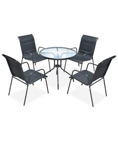 Set mobilier de exterior, 5 piese, negru, oțel