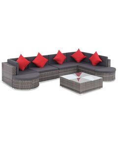 Set mobilier de grădină cu perne, 8 piese, gri, poliratan