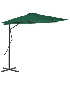 Umbrelă soare de exterior cu stâlp din oțel, verde, 300 cm