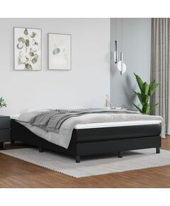 Pat box spring cu saltea, negru, 140x200 cm, piele ecologică