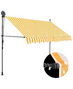 Copertină retractabilă manual cu led, alb & portocaliu, 300 cm